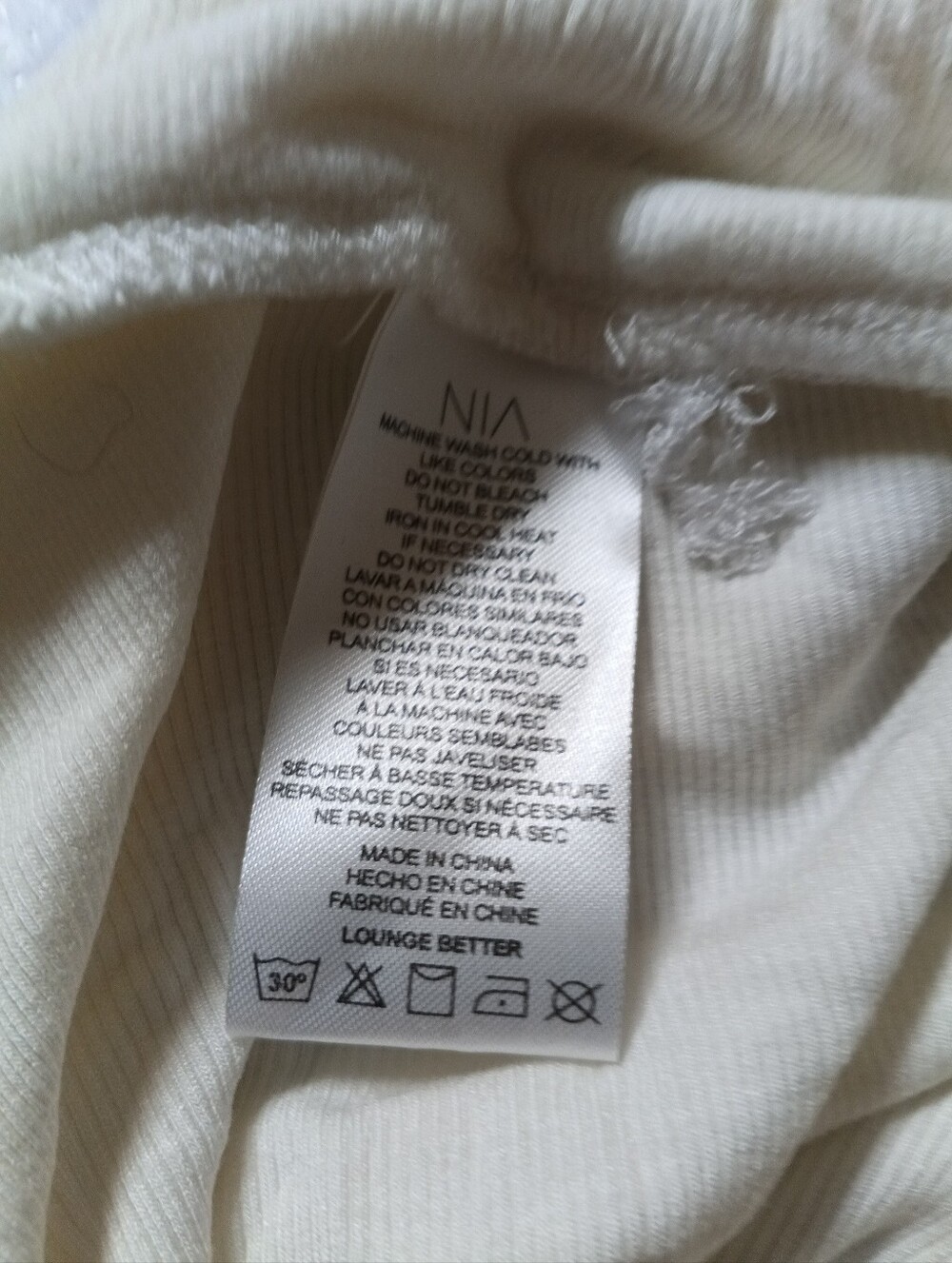 NIA  NWT Ribbed Knit Lounge Shorts Cream Size Small Drawstring Tie - Picture 4 of 5